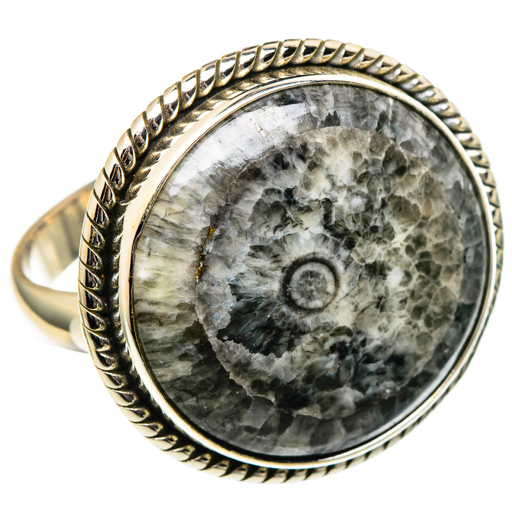 Moroccan Goniatite Fossil Rings handcrafted by Ana Silver Co - RING99145 - Photo 2