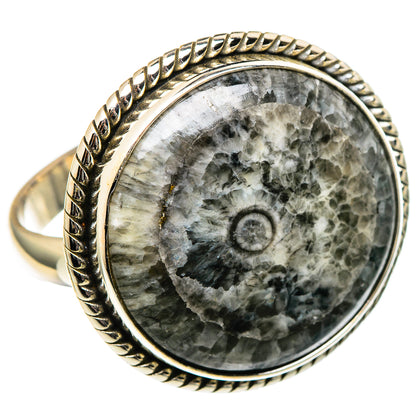 Moroccan Goniatite Fossil Rings handcrafted by Ana Silver Co - RING99145 - Photo 2