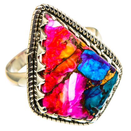 Kingman Pink Dahlia Turquoise Rings handcrafted by Ana Silver Co - RING99156