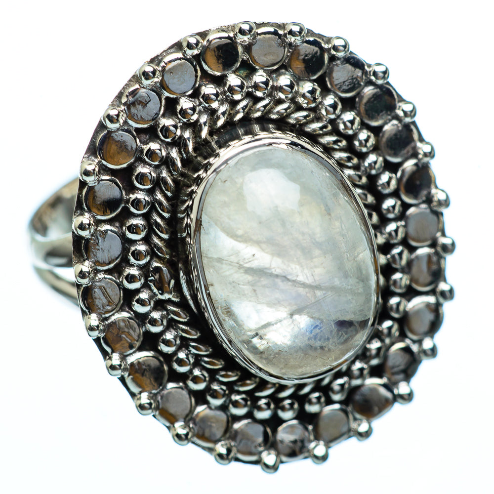 Rainbow Moonstone Rings handcrafted by Ana Silver Co - RING991667
