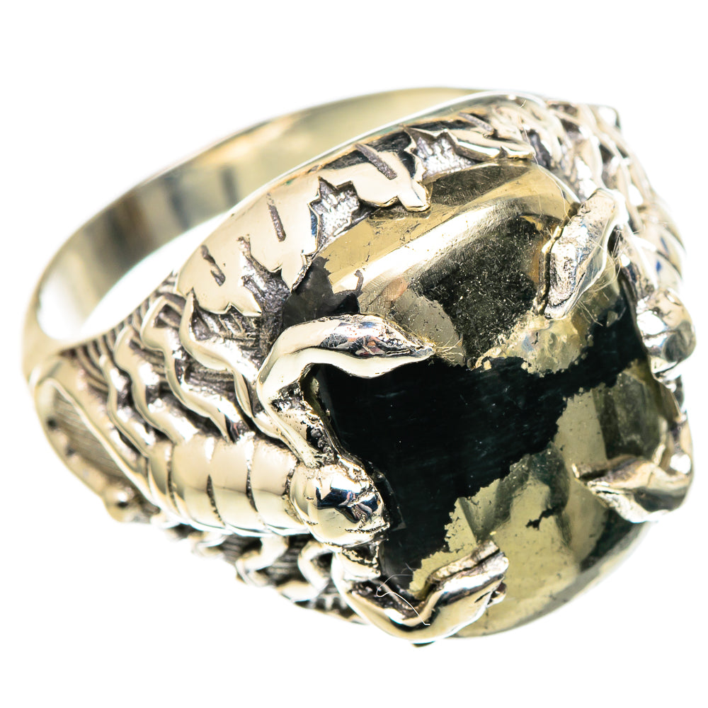 Pyrite In Black Onyx Rings handcrafted by Ana Silver Co - RING99227
