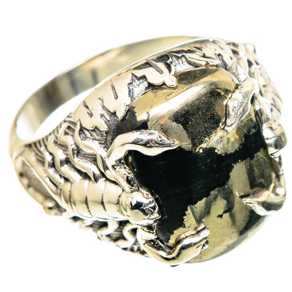 Pyrite In Black Onyx Rings handcrafted by Ana Silver Co - RING99227