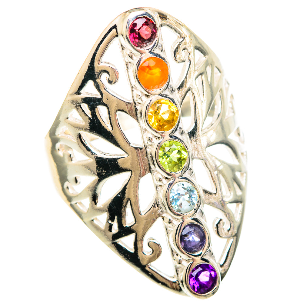 Multi-stone Rainbow Chakra Rings handcrafted by Ana Silver Co - RING99275