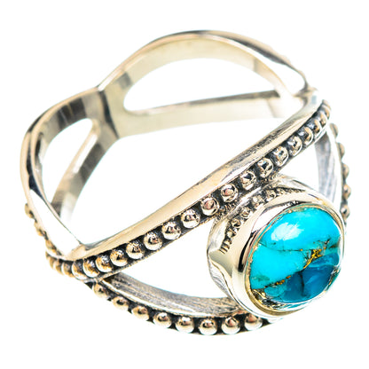Blue Copper Composite Turquoise Rings handcrafted by Ana Silver Co - RING99281