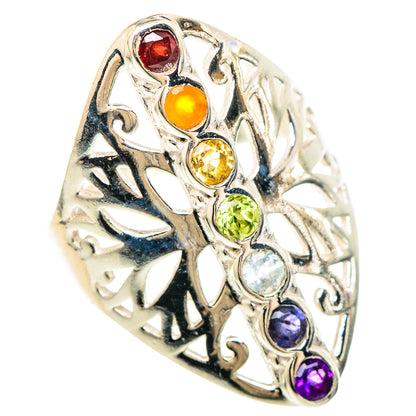 Multi-stone Rainbow Chakra Rings handcrafted by Ana Silver Co - RING99316