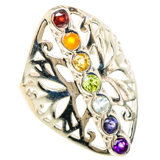 Multi-stone Rainbow Chakra Rings handcrafted by Ana Silver Co - RING99316