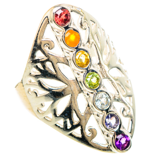 Multi-stone Rainbow Chakra Rings handcrafted by Ana Silver Co - RING99356