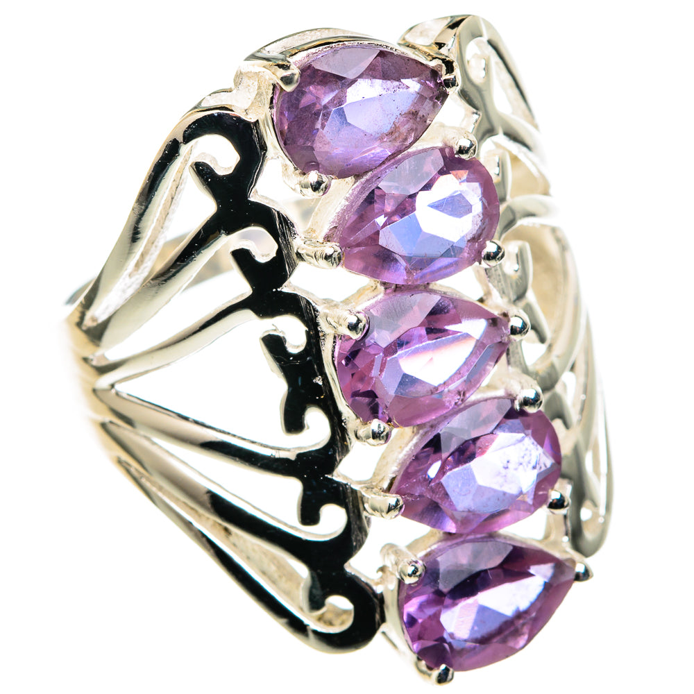 925 sterling silver color-changing alexandrite ring with four purple oval stones