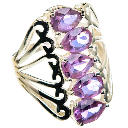 925 sterling silver color-changing alexandrite ring with four purple oval stones