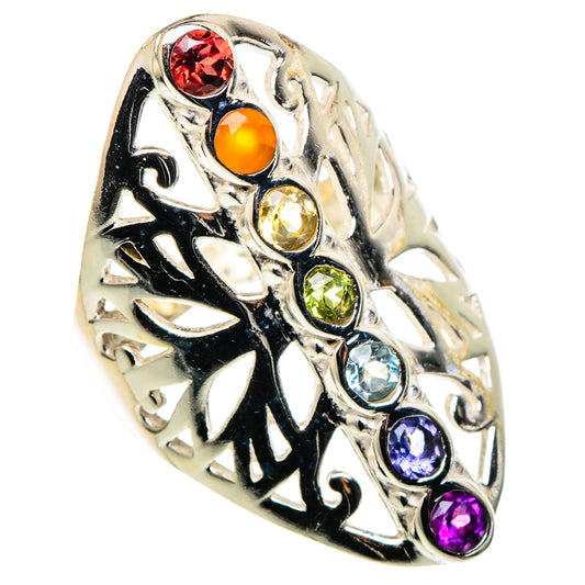 Multi-stone Rainbow Chakra Rings handcrafted by Ana Silver Co - RING99587
