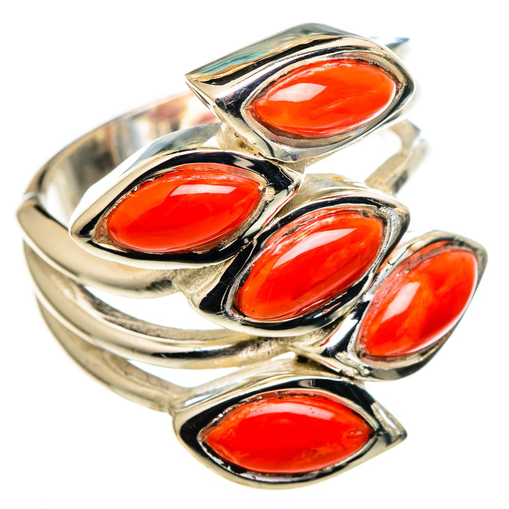 Mediterranean Red Coral Rings handcrafted by Ana Silver Co - RING99612