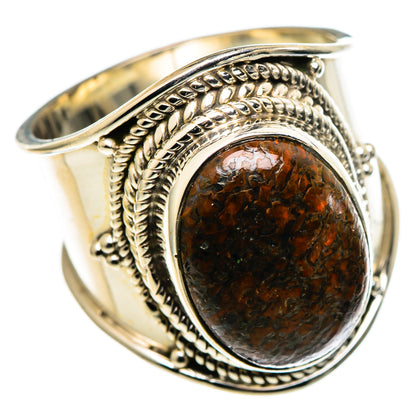 925 sterling silver dinosaur bone oval ring, size 6.75, braided halo setting