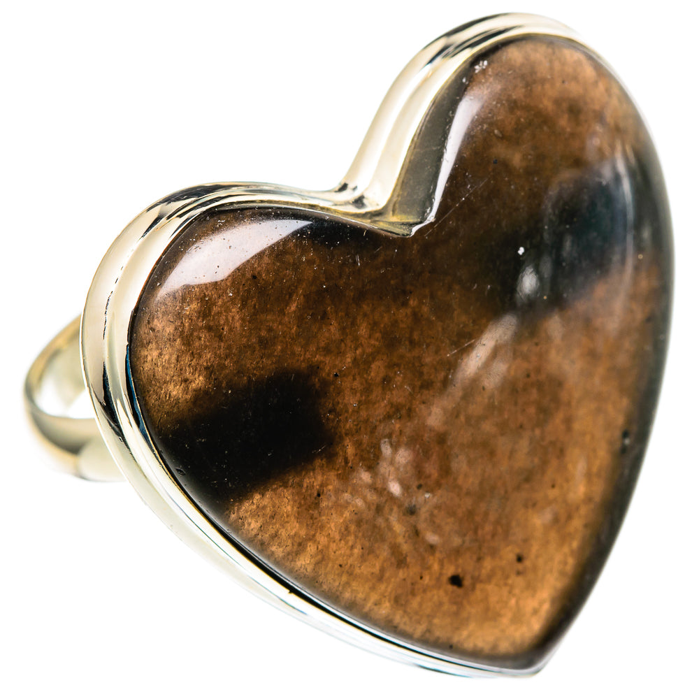 Heart-shaped smoky quartz ring with 925 sterling silver bezel, size 11