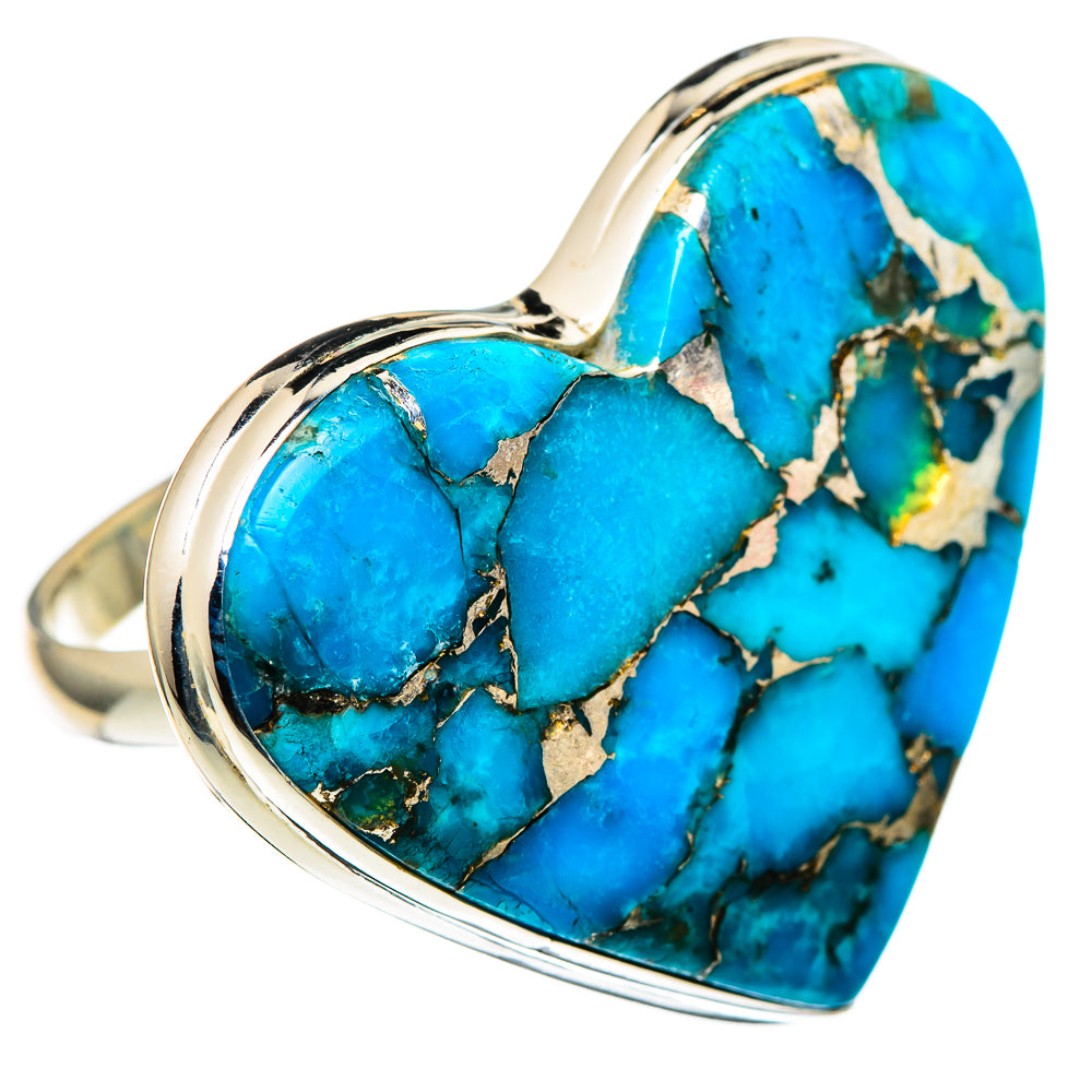 Blue Copper Composite Turquoise Rings handcrafted by Ana Silver Co - RING99797