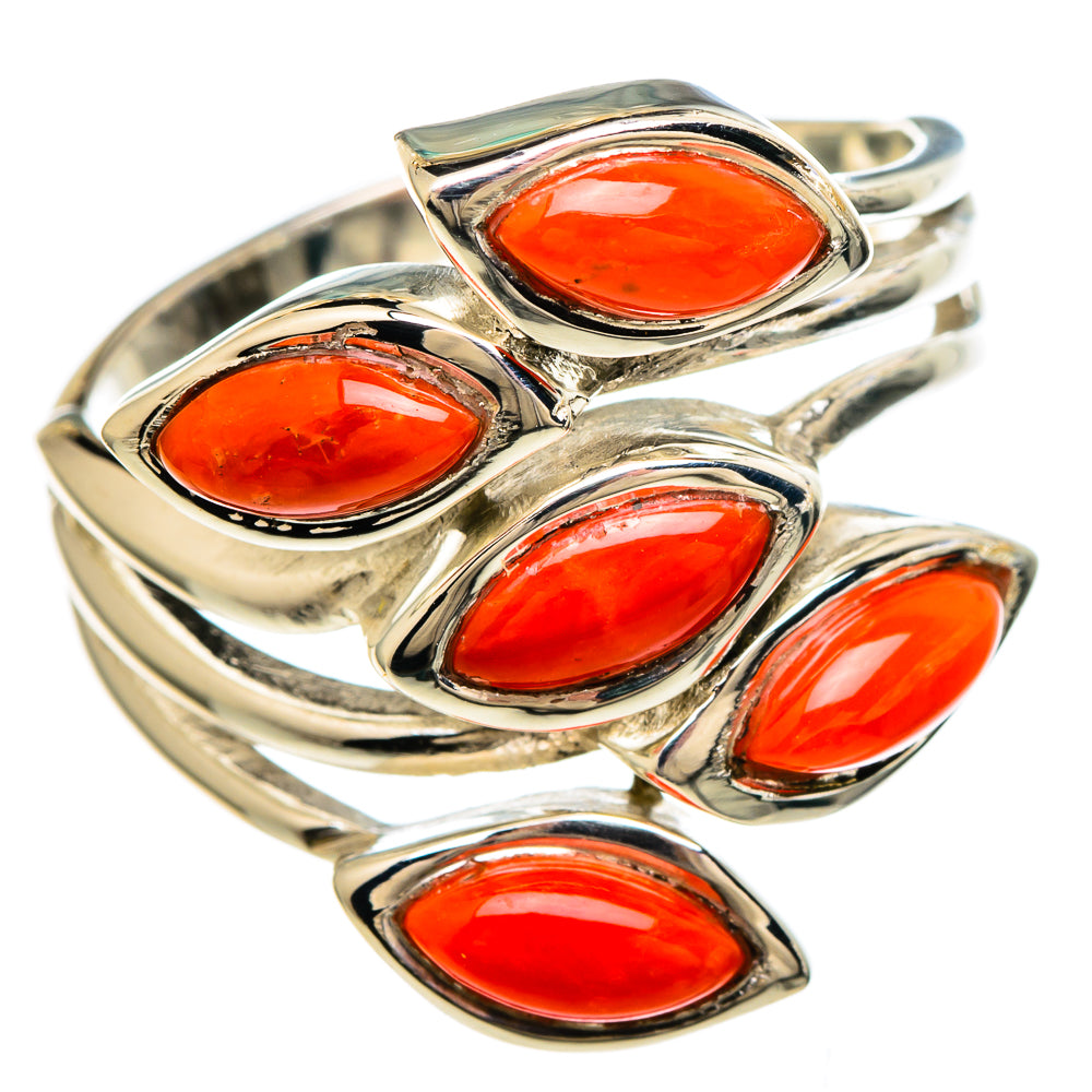 Mediterranean Red Coral Rings handcrafted by Ana Silver Co - RING99890