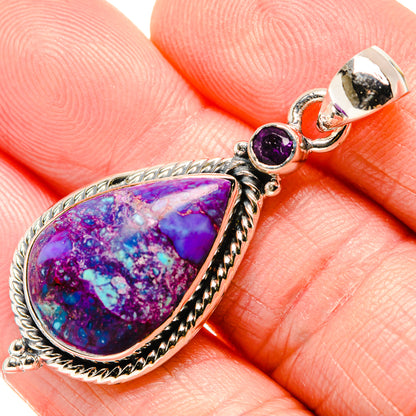 Purple Copper Composite Turquoise, Amethyst Pendant 1 3/4" (925 Sterling Silver) PD36299