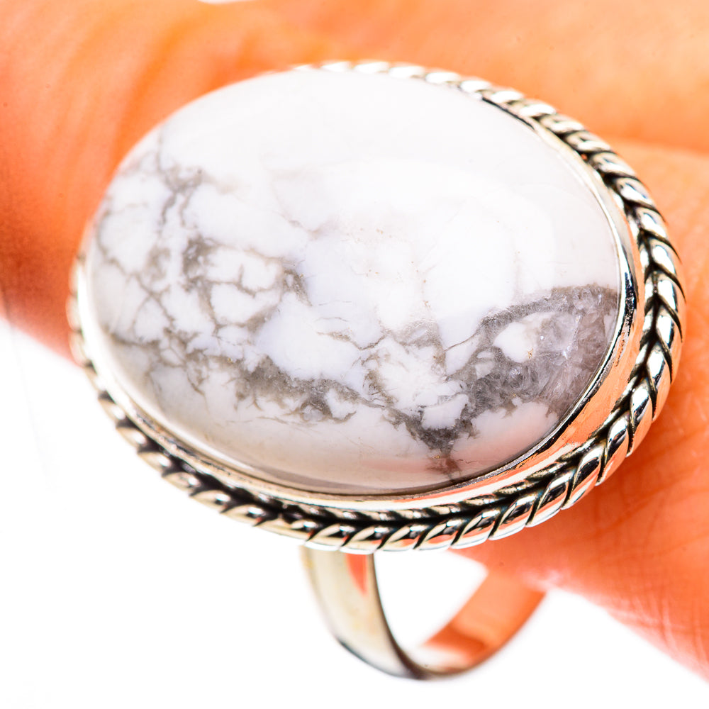 Large Howlite Ring Size 13.75 (925 Sterling Silver) RING135570