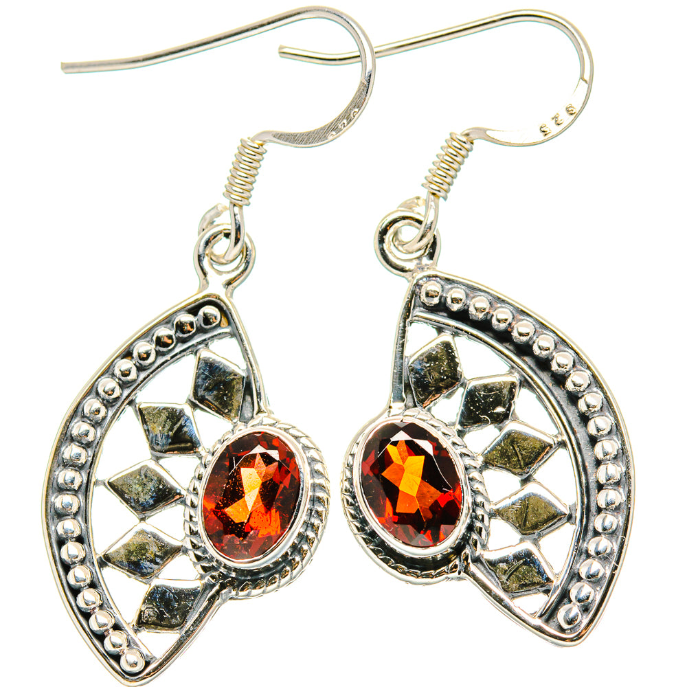 Garnet Earrings 1 1/2" (925 Sterling Silver) EARR431513