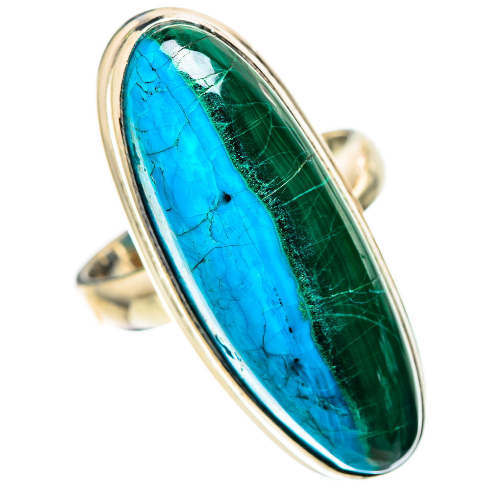 Large Malachite In Chrysocolla Ring Size 7.25 (925 Sterling Silver) RING136196