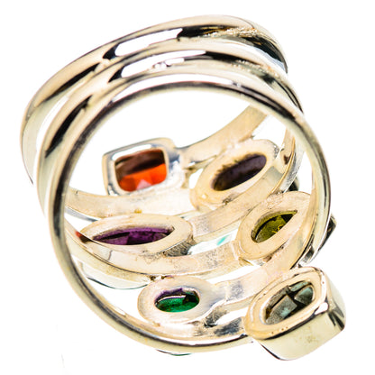 Garnet, Amethyst, Peridot, Blue Topaz Silver Ring Size 7.25 R135254