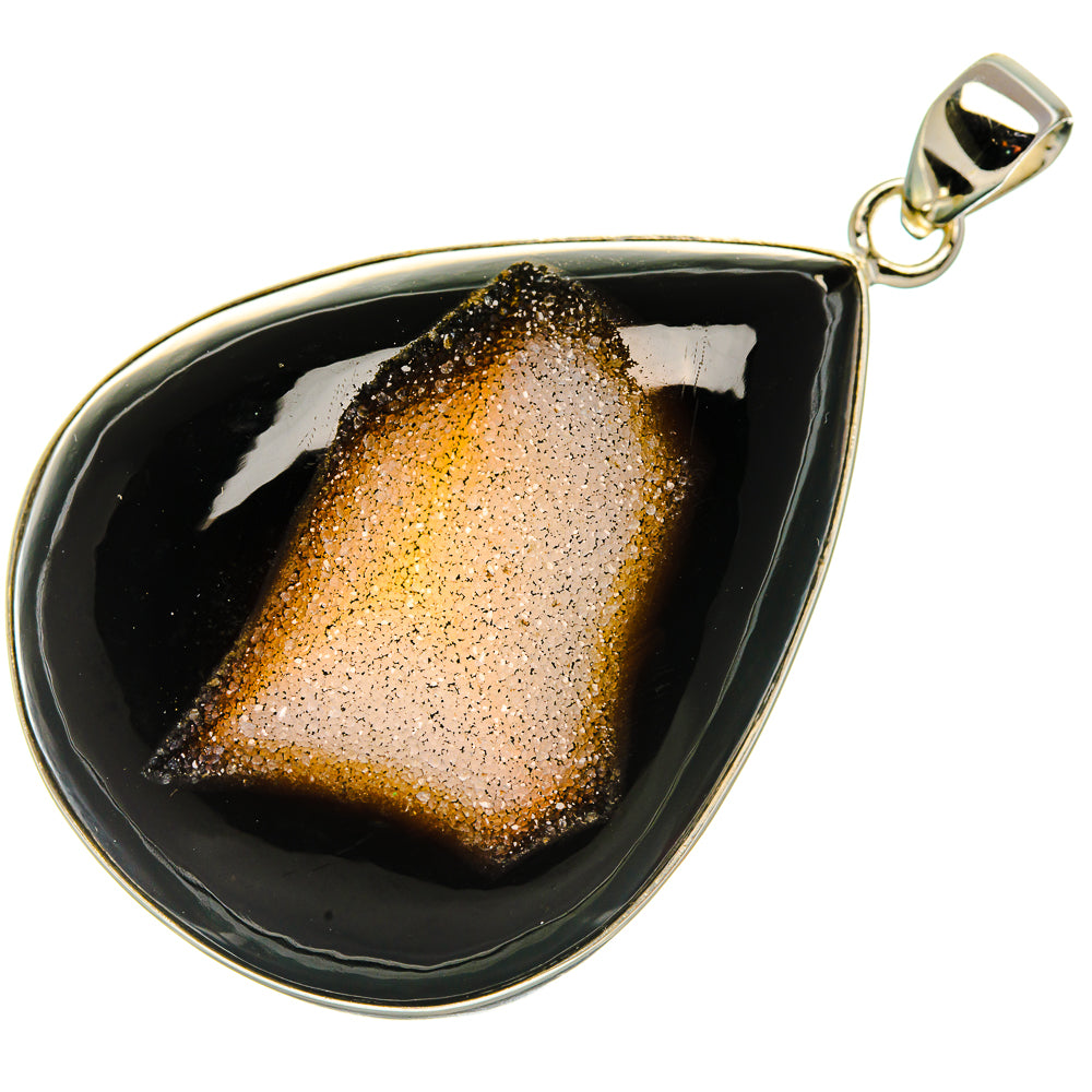 Black Window Druzy Pendant 2 1/4" (925 Sterling Silver) PD37158
