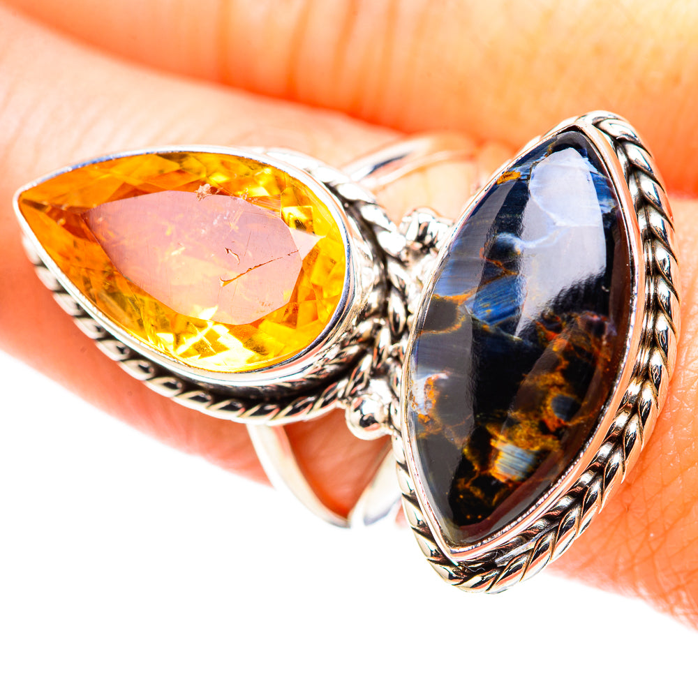 Large Pietersite, Citrine Ring Size 8.25 (925 Sterling Silver) RING136935