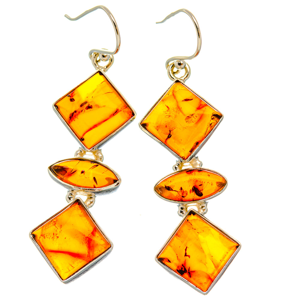 Ana Silver Co Baltic Amber Earrings 2" (925 Sterling Silver)