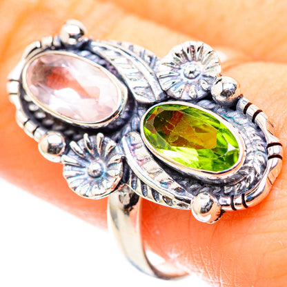 Rose Quartz, Peridot 925 Sterling Silver Ring Size 9.75 (925 Sterling Silver) RING137472