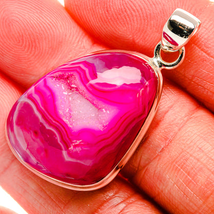 Pink Window Druzy Pendant 1 3/4" (925 Sterling Silver) PD37117