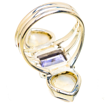 Faceted Tanzanite, Rainbow Moonstone Ring Size 6.5 (925 Sterling Silver) RING135221