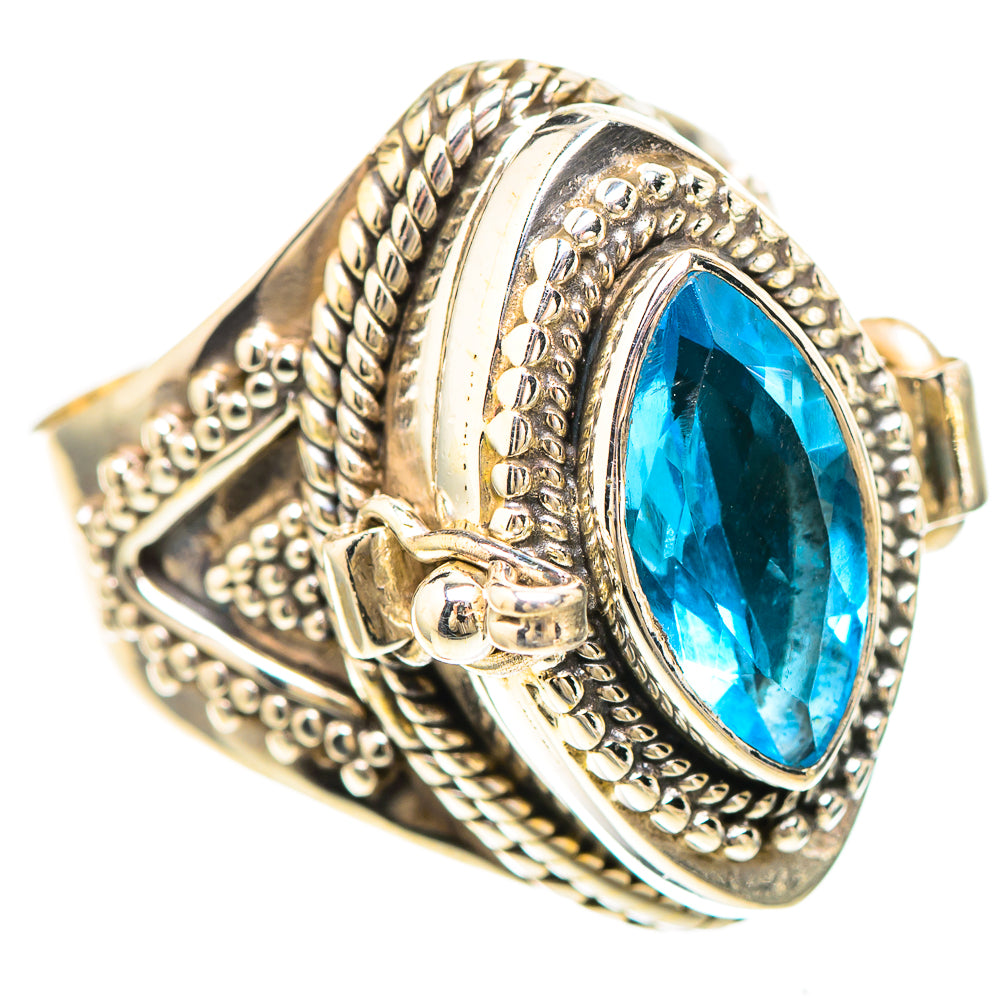 Sterling silver ring with large oval blue gemstone, rope and bead detailing