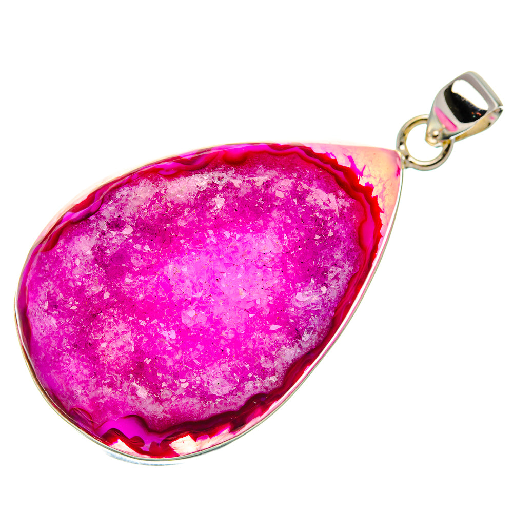 Pink Window Druzy Pendant 2 1/4" (925 Sterling Silver) PD37045