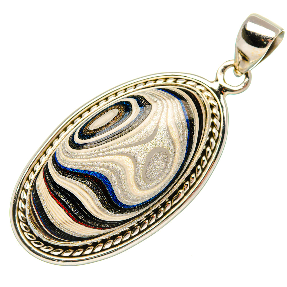 Fordite Pendant 1 3/4" (925 Sterling Silver) PD37370