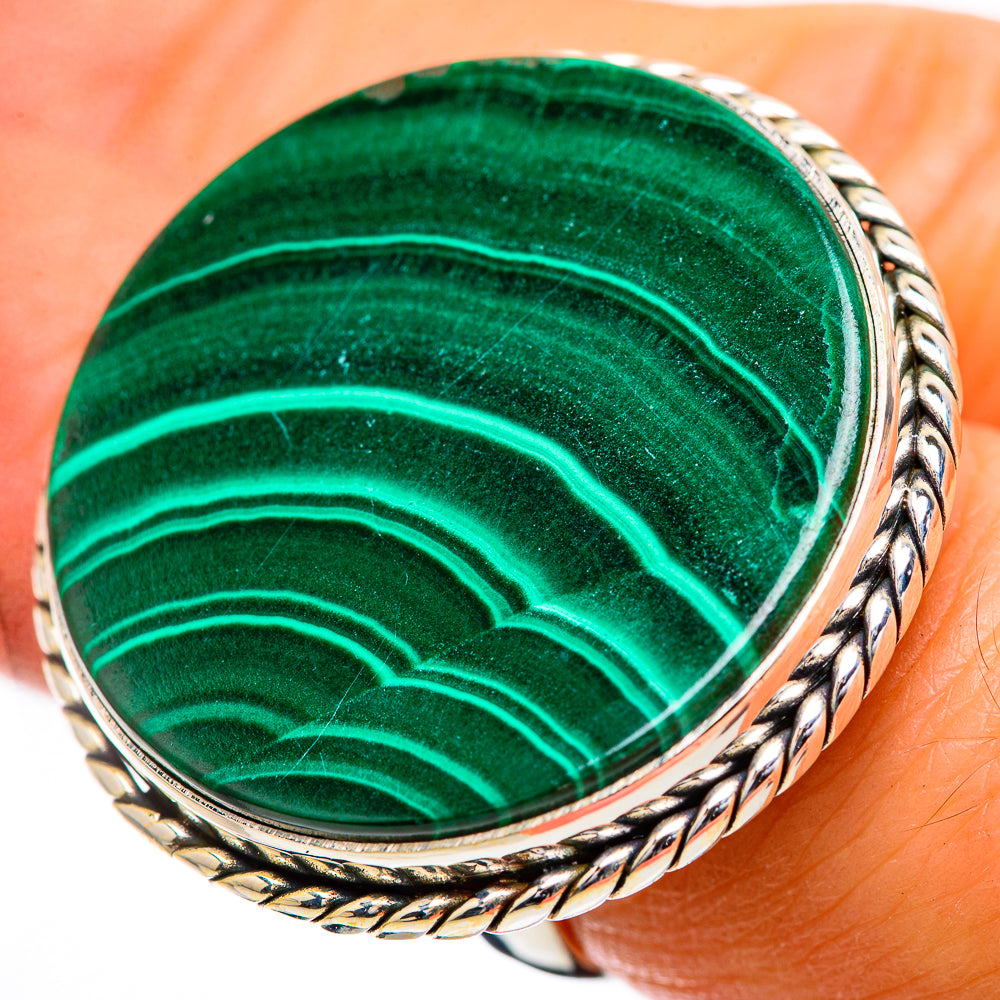 Huge Malachite Ring Size 6.75 (925 Sterling Silver) RING135946