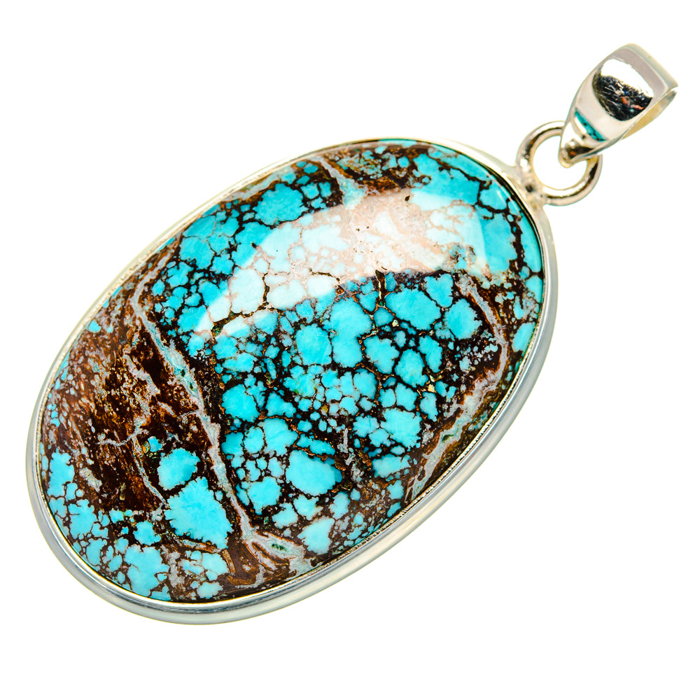 Tibetan Turquoise Pendant 2" (925 Sterling Silver) PD36878