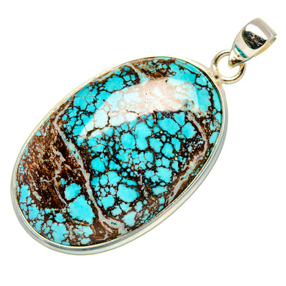 Tibetan Turquoise Pendant 2" (925 Sterling Silver) PD36878