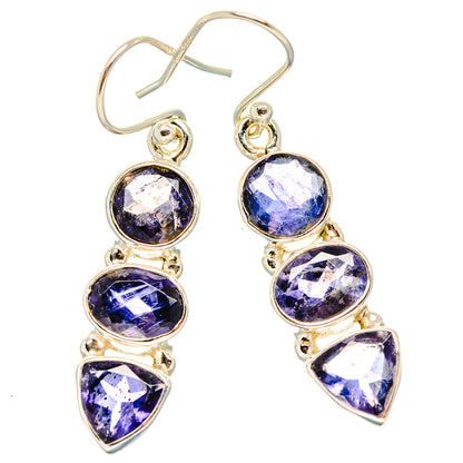 Faceted Tanzanite Earrings 1 3/4" (925 Sterling Silver) EARR431598