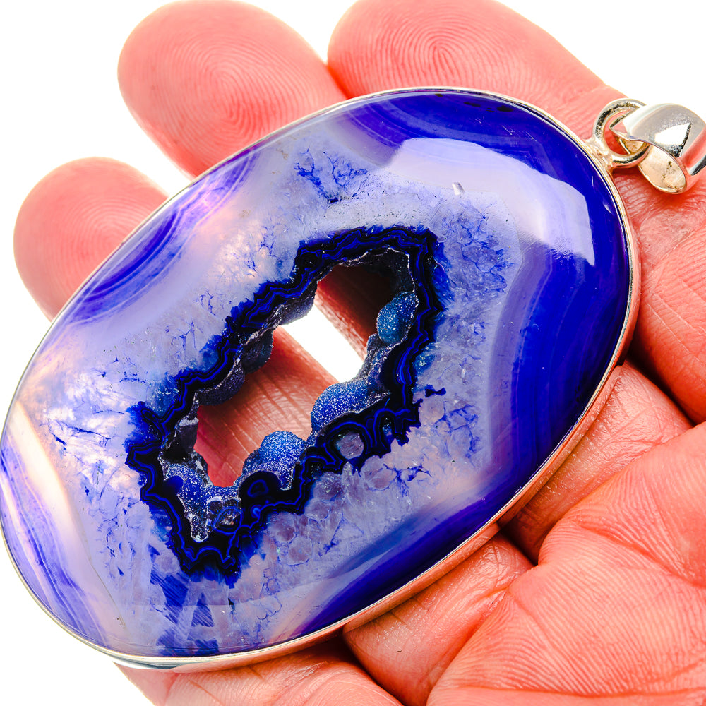 Huge Purple Window Druzy Pendant 3" (925 Sterling Silver) PD37323