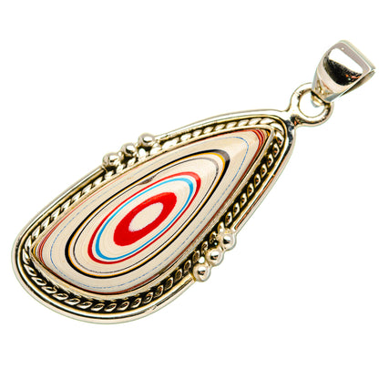 Fordite 925 Sterling Silver Pendant 1 3/4" (925 Sterling Silver) PD37685