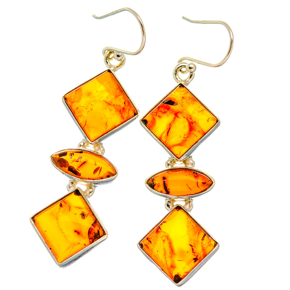 Ana Silver Co Baltic Amber Earrings 2" (925 Sterling Silver)