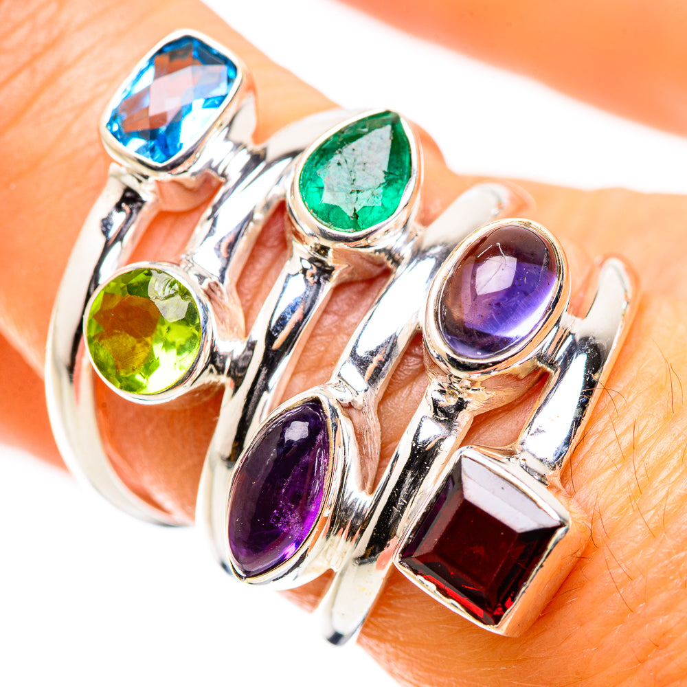 Ana Silver Co Garnet, Amethyst, Tanzanite, Peridot, Blue Topaz, Emerald Ring Size 7.25 (925 Sterling Silver)