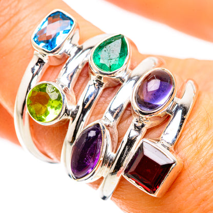 Ana Silver Co Garnet, Amethyst, Tanzanite, Peridot, Blue Topaz, Emerald Ring Size 7.25 (925 Sterling Silver)