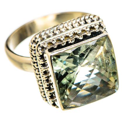 Faceted Green Amethyst Ring Size 7.5 (925 Sterling Silver) RING134660