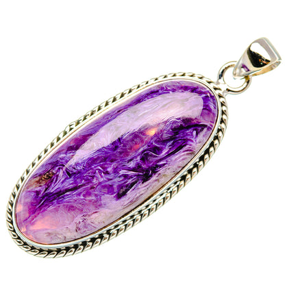 Charoite Pendant 2 1/8" (925 Sterling Silver) PD37503