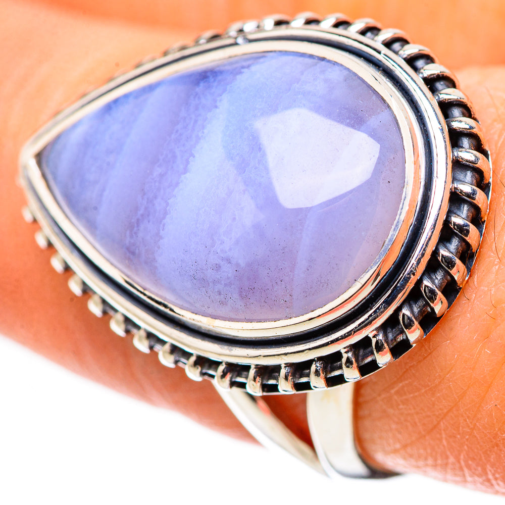 Ana Silver Co Blue Lace Agate Ring Size 7.75 (925 Sterling Silver)