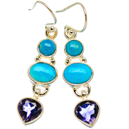 Ana Silver Co Sleeping Beauty Turquoise, Tanzanite Earrings 1 3/4" (925 Sterling Silver)