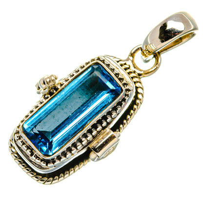 Poison Blue Topaz Pendant 1 3/8" (925 Sterling Silver) PD37607