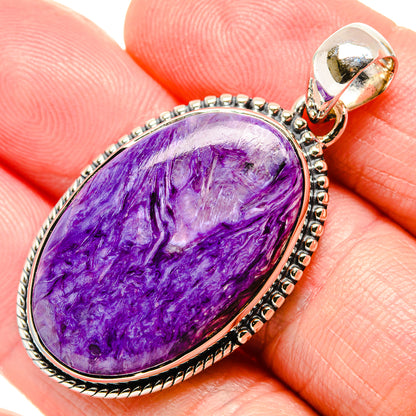 Charoite Pendant 1 3/4" (925 Sterling Silver) PD36376