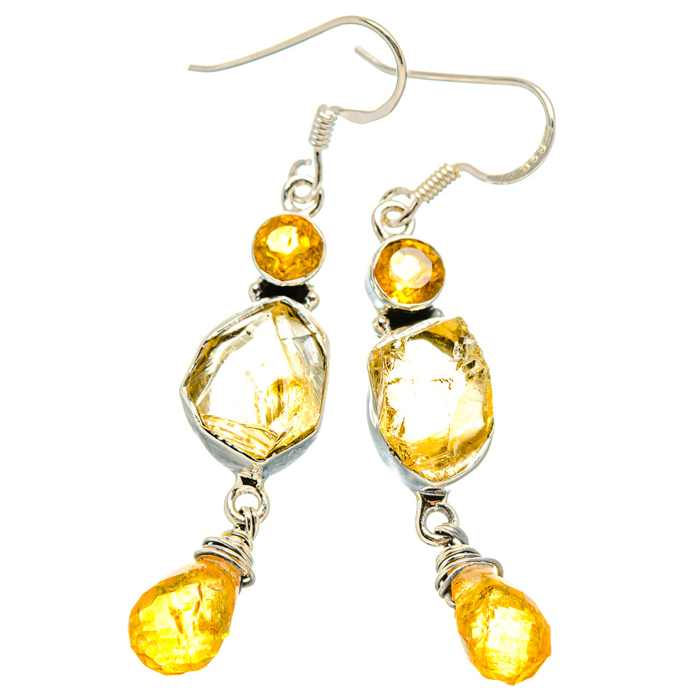 Rough Citrine Earrings 2" (925 Sterling Silver) EARR431472