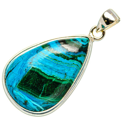 Malachite In Chrysocolla Pendant 1 3/4" (925 Sterling Silver) PD37151